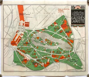 Original Vintage Map PARIS COLONIAL EXHIBITION - PLAN - GALLERY LAFAYETTE - 1931 - Picture 1 of 9