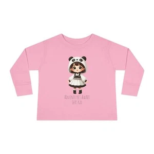 Toddler Long Sleeve Tee. Anime Style Shirt with Girl in Panda Costume for Girls - Picture 1 of 13