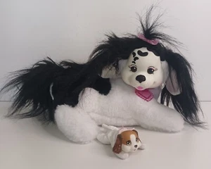 Puppy Surprise Plush Toy Mother Dog & 1 Puppy Black White 2017 Stuffed Animal - Picture 1 of 10
