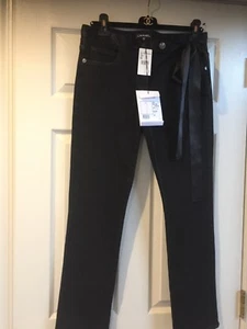 CHANEL PRE-FALL 16A PARIS-ROME NEW TAGS CLASSIC BLACK JEANS BOW CC buttons FR40 - Picture 1 of 12
