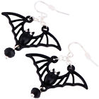  2 Pcs Alloy Halloween Bat Earrings Miss Retro Party Favors Black Outfits
