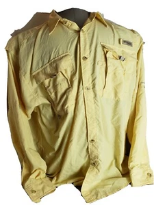 Columbia PFG Men's Large Yellow Button Down Shirt Vented Long Sleeve Omni-Shade - Picture 1 of 5