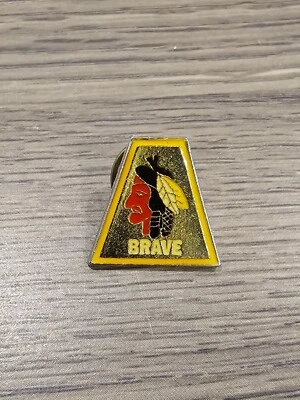 Brave Indian Chief with Headdress Feathers Red Black Yellow Hat Lapel Pin  Flake - Image 1 of 3