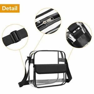 Women Clear Plastic Tote Bag Transparent Handbag Zip Purse Stadium Crossbody - Picture 1 of 9