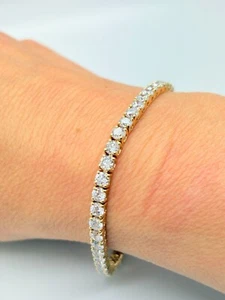 9ct Yellow Solid Gold Lab Created Diamond Tennis / Line Bracelet – 8.48ct - 7 ½" - Picture 1 of 12