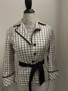 Kay Unger Silk Blend Black And White Blazer Size 4 - Bild 1 von 4