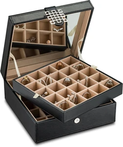 Earring Organizer - Classic 50 Section Jewelry Box/Case/Holder for Earrings, Rin - Picture 1 of 12
