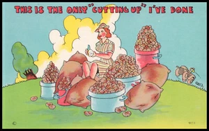 Frauenarmeekorps WAC, "Nur 'Cutting Up' I've Done" WC5 Humor Leinen Postkarte - Bild 1 von 2