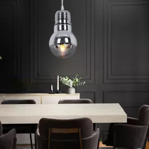 Luce Sala da Pranzo Lampadario Cromo Vetro Trasparente Lampadina Edison Retrò - Foto 1 di 9