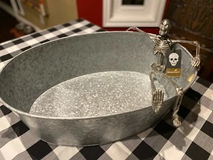 VASCA DA BAGNO SCHELETRO HALLOWEEN 20" metallo ~ decorazione vasca * secchio refrigerante festa * trattamento caramelle - Foto 1 di 12