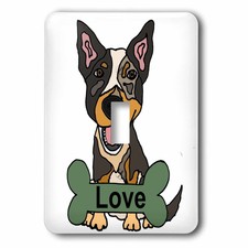 3dRose Funny Cute Australian Cattle Dog Love Bone Socket Plate