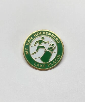 Vintage Lake Placid Olympics Bobsled Enamel Pin Mt. Van Hoevenberg Winter Sports - Image 1 of 4