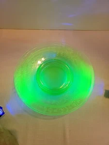 Uranium Glass Saucers/ Dessert Plates - Depression Glass Vaseline Set Of 4 - Picture 1 of 7