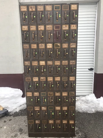 Antique vintage Industrial Metal Filing Cabinet 56 Drawer  organizer 93x36x14 Cover