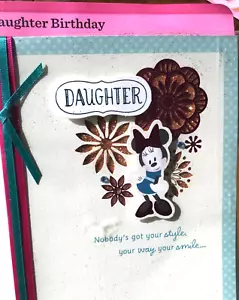 Disney Minnie Mouse theme DAUGHTER Birthday Card 3D Minnie on front Hallmark 42E - Picture 1 of 5