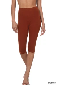 Women's Seamless Soft Cotton Stretch Basic Capri Knee Leggings Fitness Yoga - Picture 1 of 51