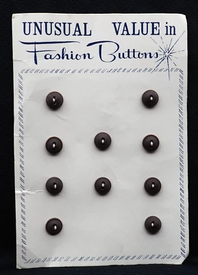 vintage sewing Buttons 10 brown 2 hole Unusual Fashion original card crafting - Image 1 of 4