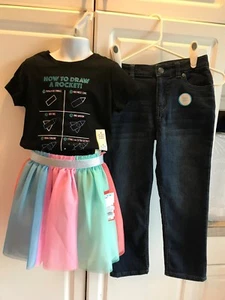 NEW 3-Piece Set Young girls clothes size 6/6X Shirt and Skirt, Size 6 Jeans - Picture 1 of 4