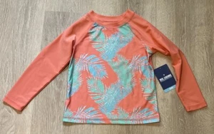 Reel Legends Girls 7 Small Rash guard swim long sleeved top Coral / Palm NWT - Picture 1 of 6