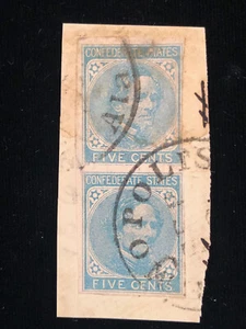 CONFEDERATE STATES: USED #7 PAIR ON PIECE - Picture 1 of 1