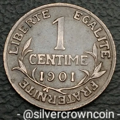 Francia 🇫🇷 1 céntimo 1901. KM#840. Moneda de un centavo de bronce. Liberty. París como nuevo. Foto 1 de 4