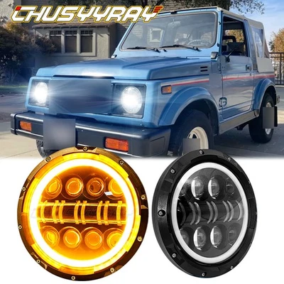 Par de faros redondos de 7 pulgadas DRL de haz alto/bajo DRL para Suzuki Samurai 1986-1995 Foto 1 de 4