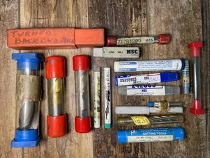 17 Piece End Mills & Cutting Tools Lot, Atrax, MSC, Sharpaloy HSS Mixed Sizes - Picture 1 of 8