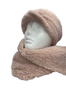 Jenni Infinity Scarf Twisted Sherpa W/ Headband Cowl Pale Pink Set - Picture 1 of 5