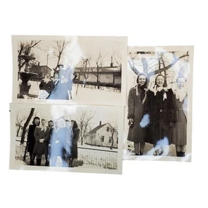 3 Vtg Friends Hanging Out on Cold Day Original Monochrome Photography Found - Picture 1 of 4