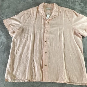 Banana Republic Shirt Mens Extra Large Pink Linen Blend Short Sleeve Button Up - Picture 1 of 11