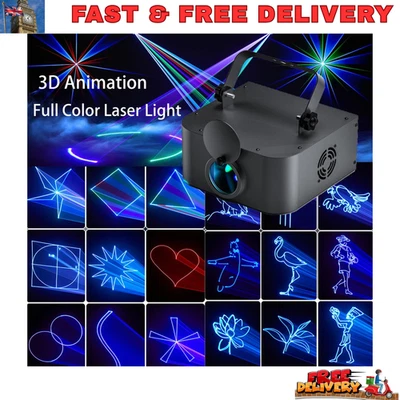 Stage Laser Light DMX RGB Laser Scanner Projector 3D Animation DJ Disco Party - Image 1 of 4
