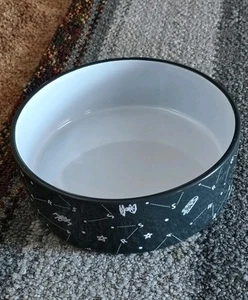  LARGE DOG BOWL Nicely Made Non Skid Bottom Navy Blue Constellations FREE SHIP - Picture 1 of 5