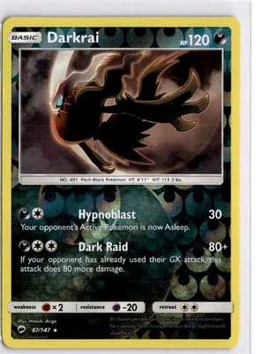 Pokémon English Darkrai SM - Burning Shadows 87/147 SM03 Holo Rare Scan - Image 1 of 2