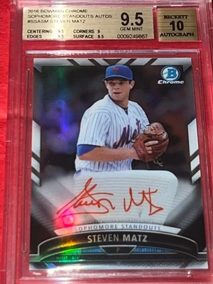 2016 Bowman Chrome Sophomore Standouts STEVEN MATZ Auto BGS GEM MINT 9.5/10 🔥🔥 - Image 1 of 4