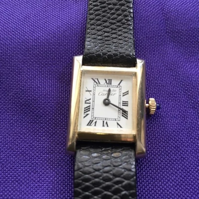 Reloj De Colección Must de Cartier Tank Vermeil Oro 18K/925 Manual Mujer Hebilla Original Foto 1 de 4