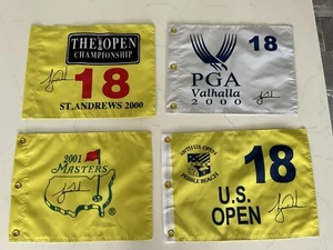 Tiger Woods Slam Flags-Masters Open Championship US Open @ Pebble,PGA@ Valhalla - Picture 1 of 8