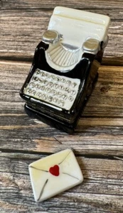 Vintage Hinged Porcelain Trinket Box Manual Typewriter with Love Letter Trinket - Picture 1 of 10
