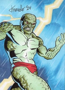 ORIGINALE Batman Enemies - Killer Croc 1/1 carta schizzo disegnata a mano fumetto ACEO Art - Foto 1 di 3