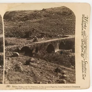 Puente del río Hasbani Líbano - Foto vista estéreo c1900 - Palestina Damasco Road - Imagen 1 de 4