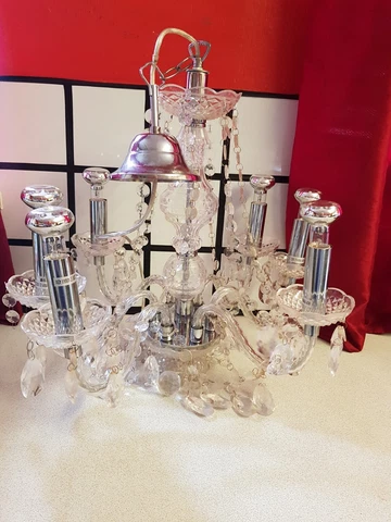 Vintage 6  Arm Vintage Chandelier Glass Crystal Drops Shabby Chic+ new bulbs Cover