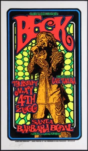 Póster de terciopelo flocado Beck Café Tacuba Santa Bárbara 2000 Firehouse firmado - Imagen 1 de 3