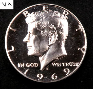 Medio dólar Kennedy 1969-S de plata - cameo a prueba de gemas - 40% plata - #820 - Imagen 1 de 4