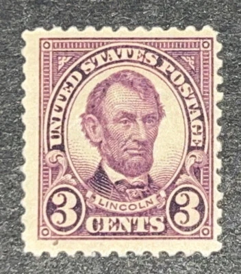 Travelstamps: 1923-1925 US Stamps Scott # 555 Lincoln, 3c, Mint OG Light Hinge - Image 1 of 4