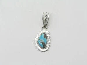 Sterling Silver and Turquoise Native American Navajo Handmade Pendant - Picture 1 of 7