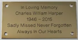 Solid Brass Personalised Engraved Plaque Sign Bench Memorial 4" X 2" 100x50mm - Picture 1 of 7
