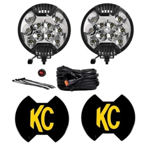KC HiLiTES 100 2 LED Off Road 6" Round Lights Pair Kit Pack Spot Black Aluminum - Picture 1 of 13