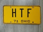 Vintage 1971 Ohio Vanity License Plate- H T F - Hard To Find, Happy Tree Friends