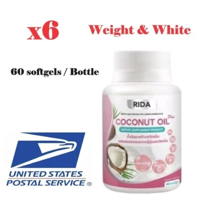 x6 Rida Coconut Oil Cold Pressed Weight Control Block Collagen Skin Vitamins C3 - Image 1 of 4