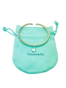 Tiffany & Co. Sterling Star Dangle Charm Mesh Cuff Bracelet - Size SMALL -A - Picture 1 of 4