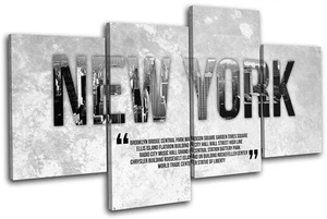 Nueva York Hormigón Tipografía LIENZO ARTE PARED Impresión Imagen VA - Imagen 1 de 1